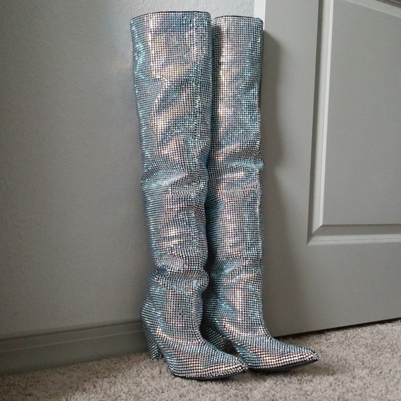 jeweled thigh high boots